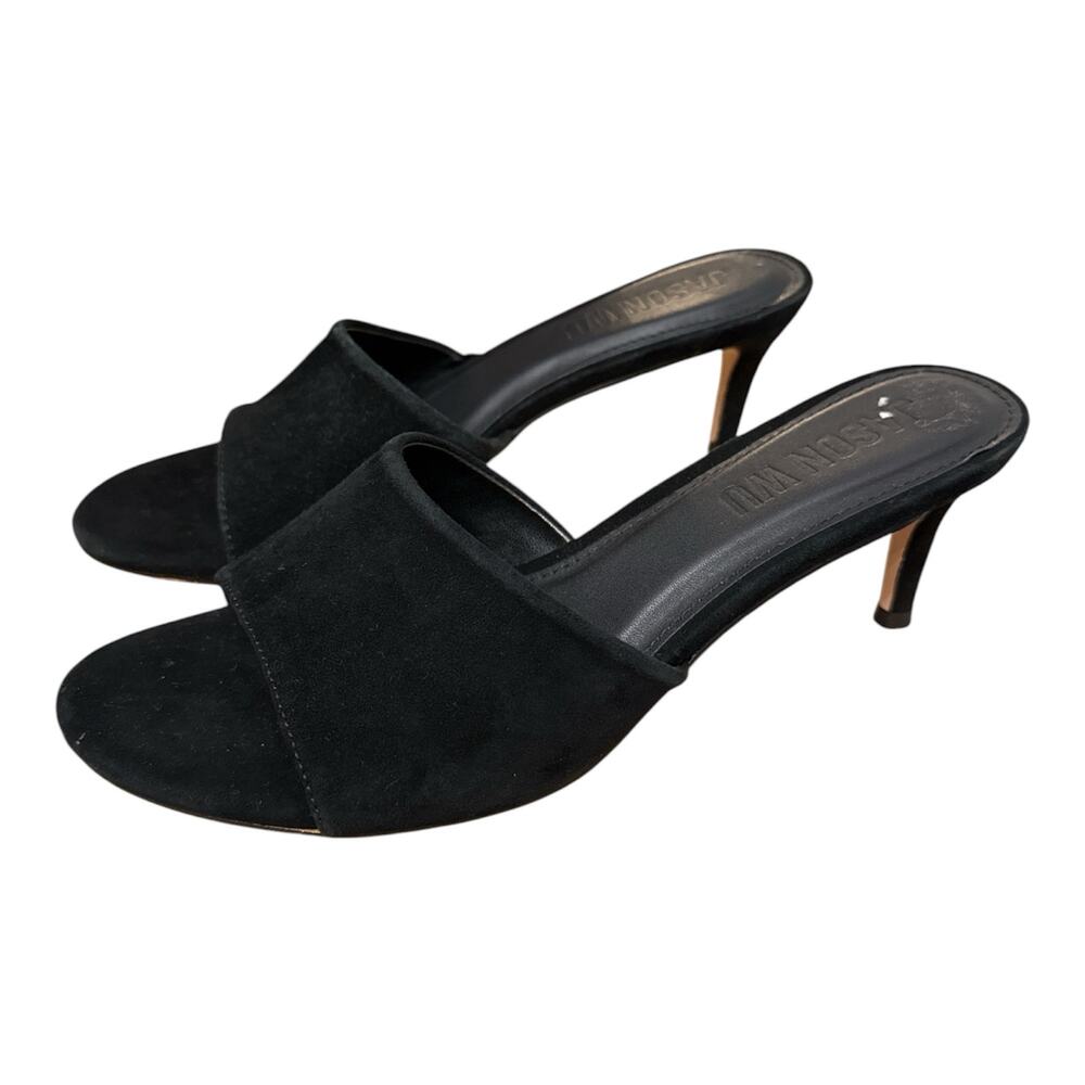Jason Wu Rozan Black Suede Kitten Heel Sandals Size 7.5 /A4_91626_186